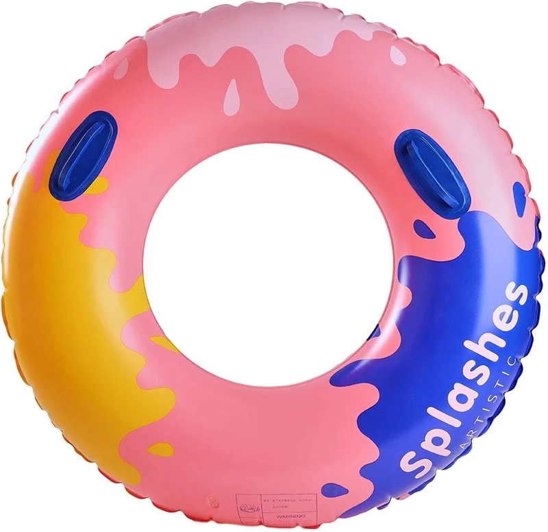 Anneau de natation gonflable coloré avec graffiti, accessoires de piscine, jouets de piscine, tubes et anneaux de natation avec poignées pour enfants et adultes