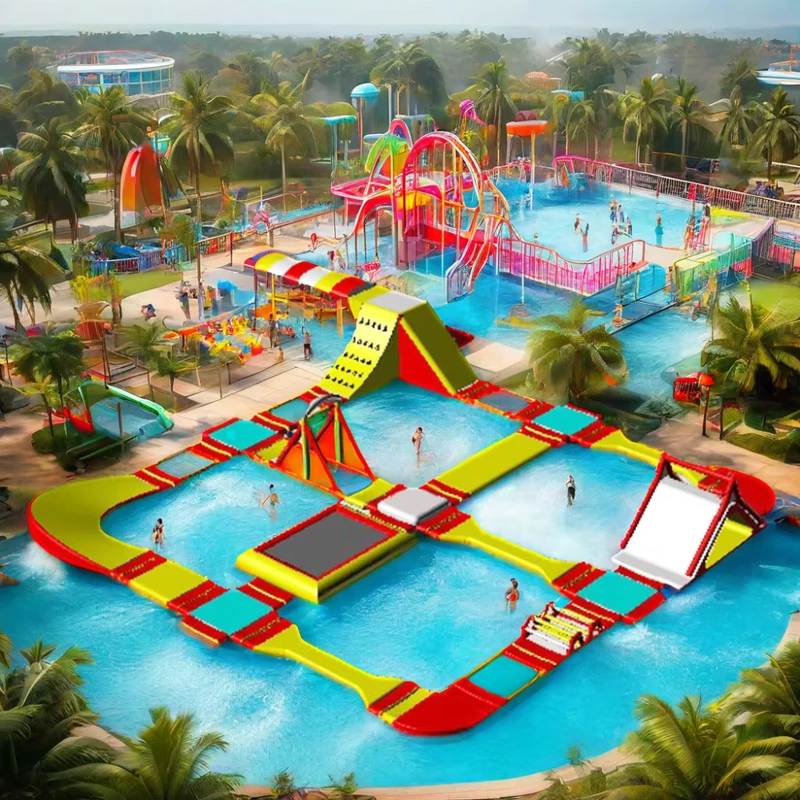 Gioco Gonfiabile Commerciale per Parco Acquatico per Adulti e Bambini 24x24M Certificato CE Capacità 100-500kg