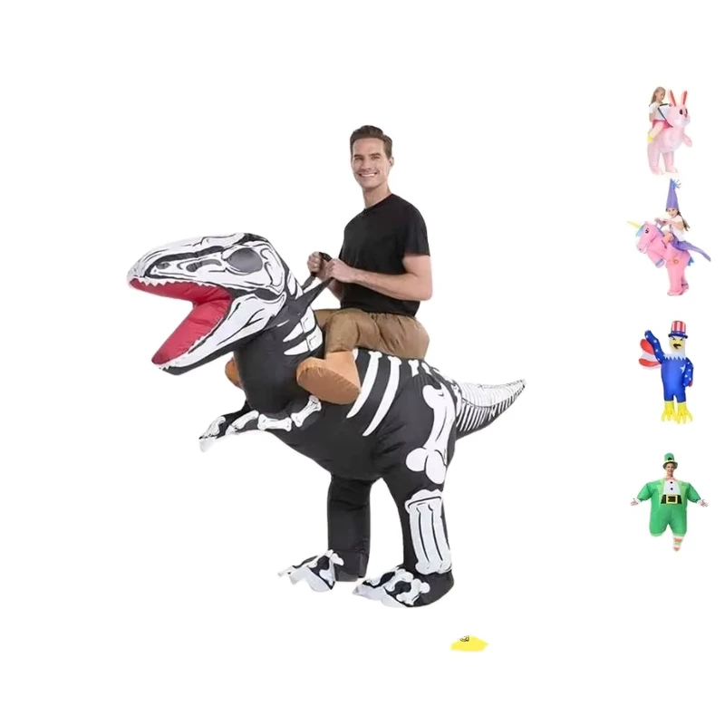 Fantasia Inflável para Adultos e Crianças Unissexo Fantasia Inflável de Dinossauro Dragão T-Rex para Halloween