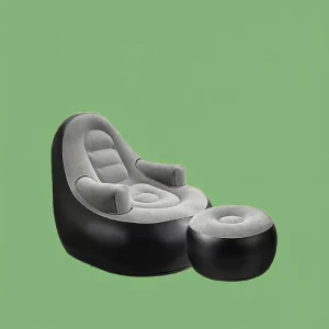 Inflatable Couch with Armrest and Ottoman Blow Up Lounger Chair Folding Lazy Sofa Inflatable Furniture for Camping Fishing