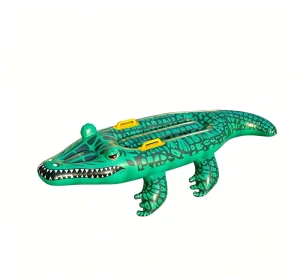 Inflatable Crocodile Pool Float Toy Thickened PVC Ride on Water Swimming Raft for Summer Beach & Pool Party Water Activities