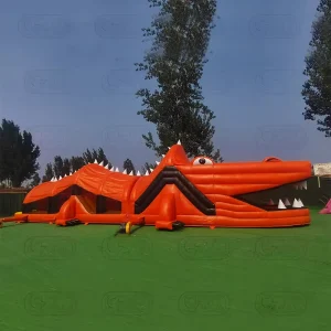 Inflatable Crocodile With Working Mouth Water Slide Obstacle Course Bouncy Castle
