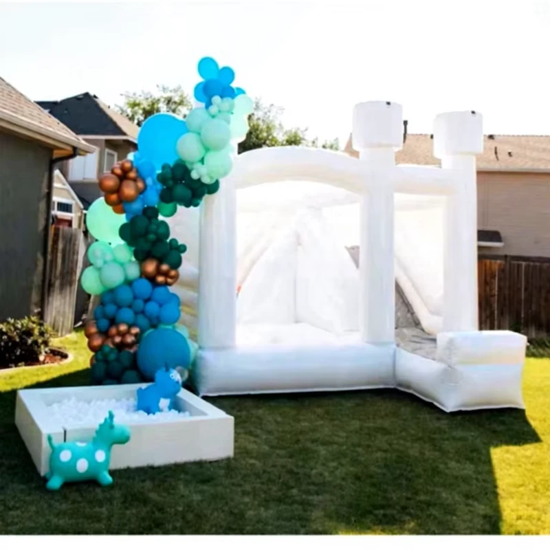 맞춤형 색상 Inflatable 웨딩 점프 하우스 트램폴린 점핑 캐슬 슬라이드 콤보 볼 파티 대여 장비 PVC 300kg