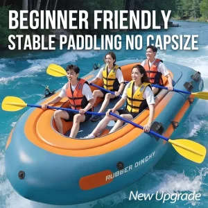 Inflatable Dinghy Heavy Duty Inflatable Canoe River Inflatable Raft Lake Air Blow up Boat with 2 Paddle