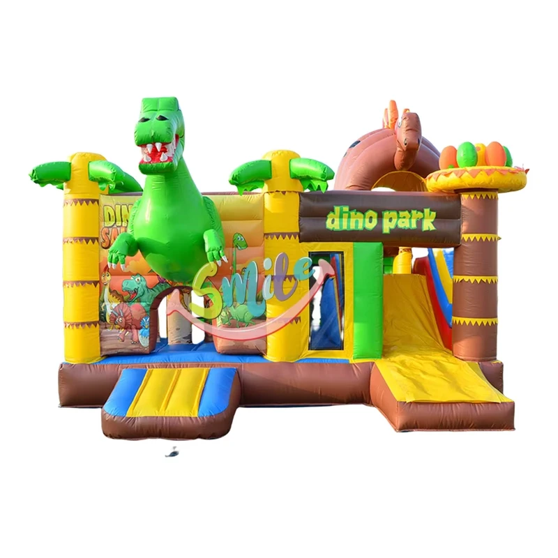 Castelo Inflável de Dinossauro com Escorrega Casa de Saltos Inflável Combo Casa de Brincar para Crianças
