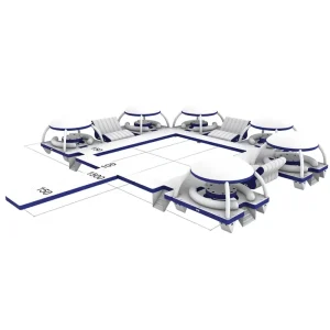 Opblaasbaar Dock Deck Opblaasbaar Drijvend Platform PVC Drijvende Cabana Sofa Water Lounge Raft Opblaasbaar Drijvend Eiland