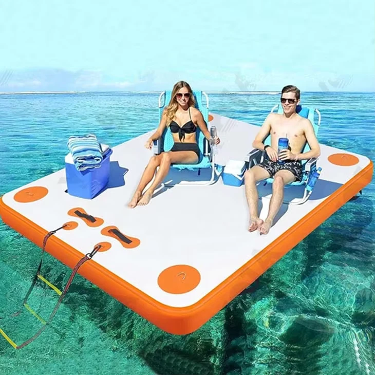 Plateforme de dock gonflable 6ft 8ft 10ft 12ft, radeau flottant avec pompe à air, plateforme flottante gonflable, île