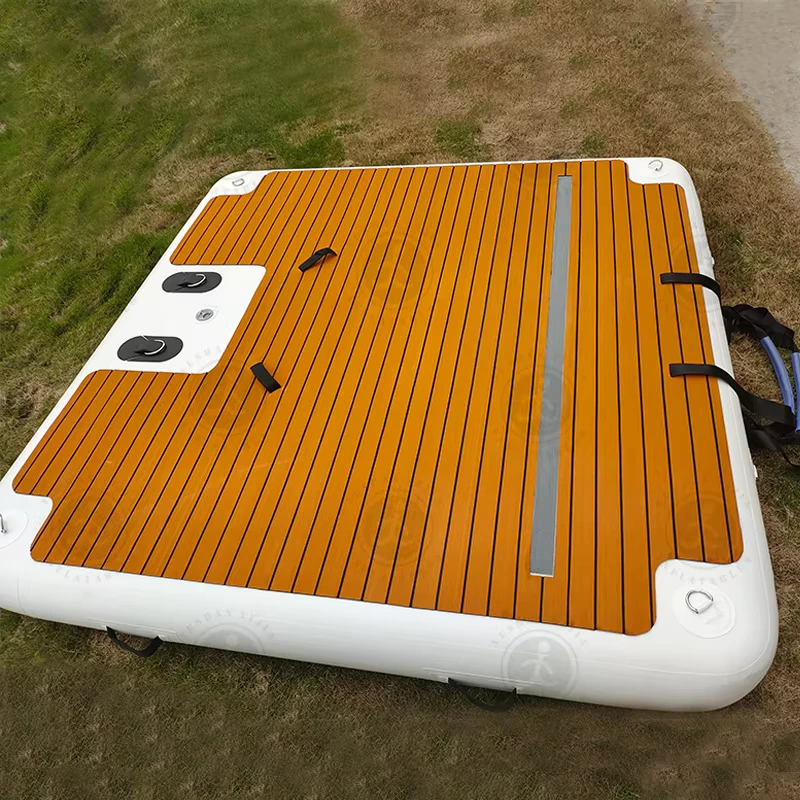 インフレータブルドックプラットフォーム エアプラットフォーム アイランド フローティングプラットフォーム プール ビーチ 海用 電動エアポンプ付き