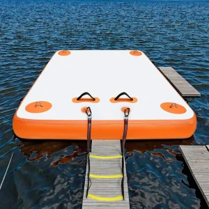 Inflatable Dock Platform for Water Amusement 6ft/8ft/10ft/12ft Floating Raft Air Pump Island Yacht Features for Swimming Yacht