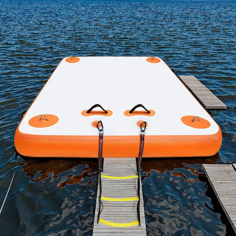 Plataforma Inflável de Docagem para Diversão Aquática 1,8m/2,4m/3,0m/3,6m Balsa Flutuante Bomba de Ar Ilha Características para Natação em Iate