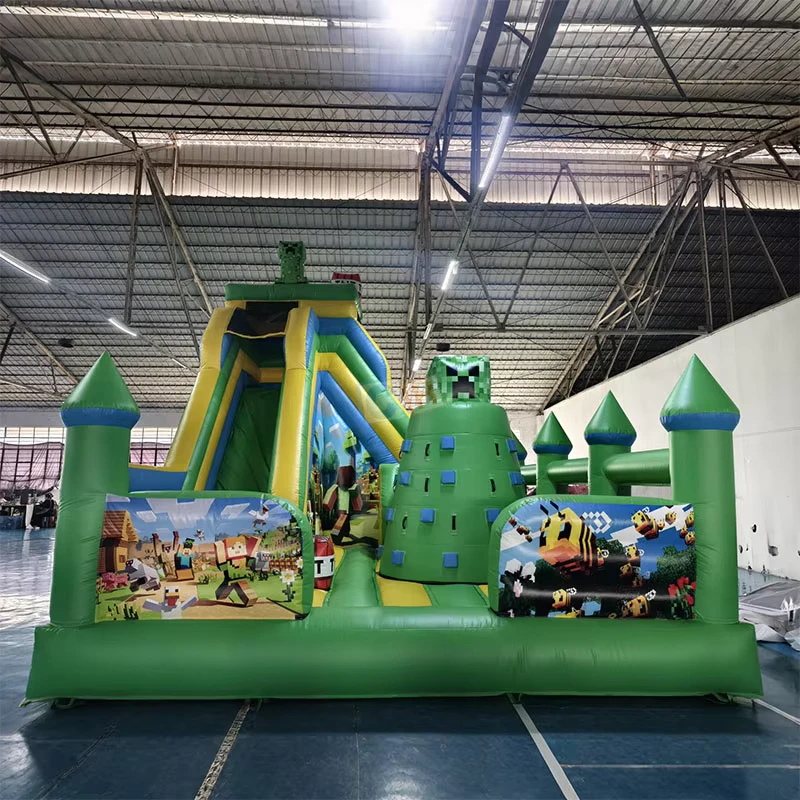 Scivolo Doppio Gonfiabile per Bambini Combo Trampolino Gonfiabile all'Aperto