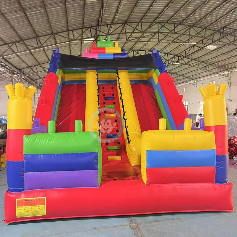 Tobogán inflable seco, parque de diversiones al aire libre, tobogán inflable ecológico para parque de trampolines