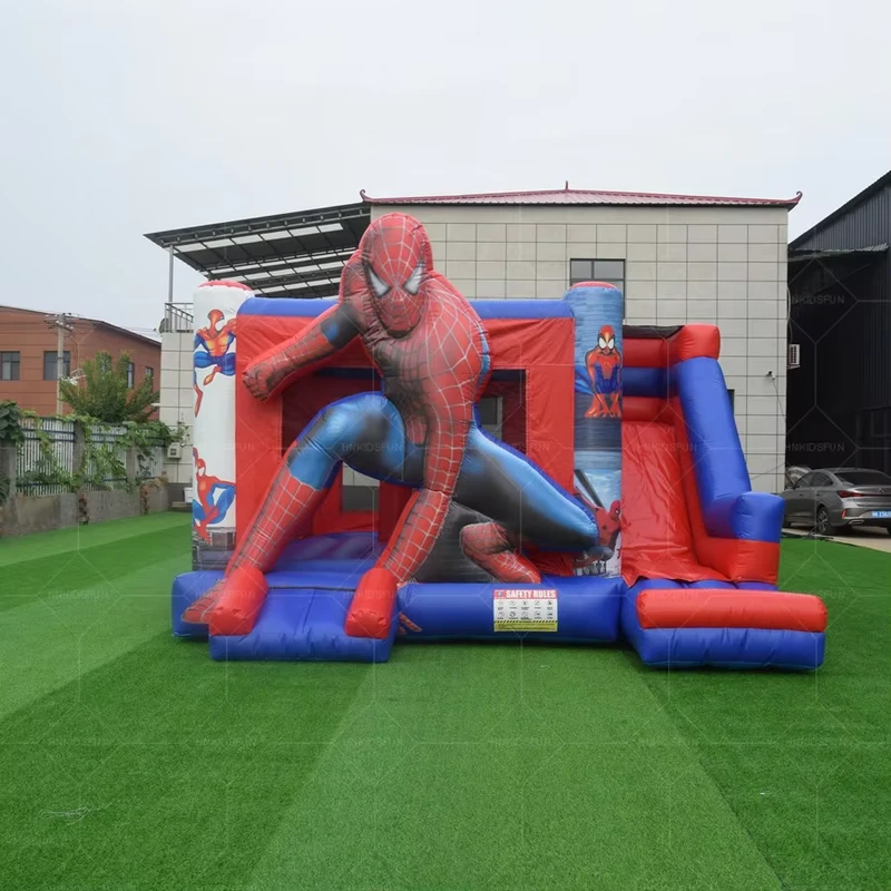 Toboggan gonflable sec pour enfants, toboggan double Spider-Man gonflable géant avec souffleur