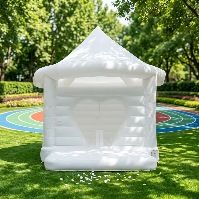 Opblaasbaar Milieuvriendelijk PVC Witte Bruiloft Springkasteel met Aanpasbare Grootte