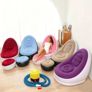 Bộ ghế sofa hơi Eco PVC có đế chân, ghế sofa hơi thư giãn, ghế sofa phòng khách, nội thất phòng khách, ghế tựa lưng hơi