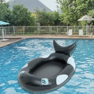 Inflatable Eco friendly PVC Whale Pool Float for Kids & Adults with Headrest Max 100kg Capacity Summer Water Fun Beach Party Toy