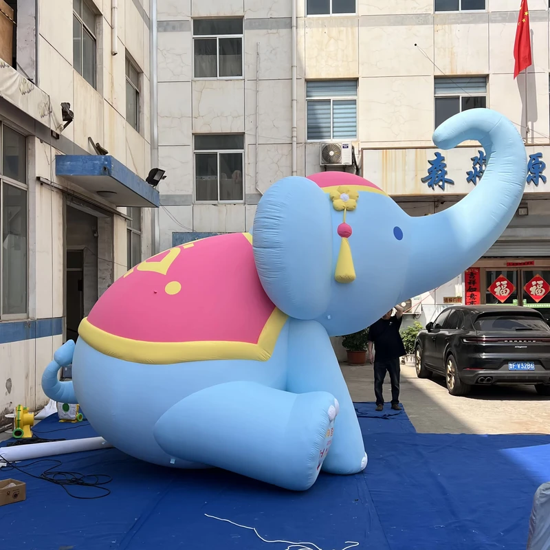Gajah Kartun Inflatable Gaya Kustom Ukuran OEM Tahan Air PVC untuk Display Acara Festival Luar Ruangan