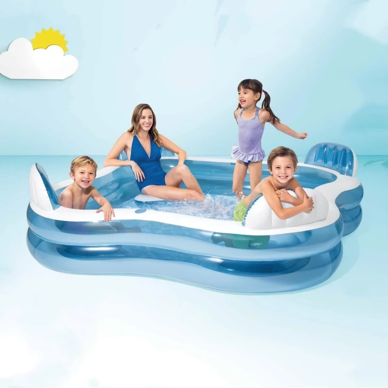 Aufblasbares Familien-Schwimmbecken mit integrierten Sitzen, dickem PVC, aufblasbarem Lounge-Pool für Kinder und Erwachsene, Spaß im Wasser im Freien im Sommer