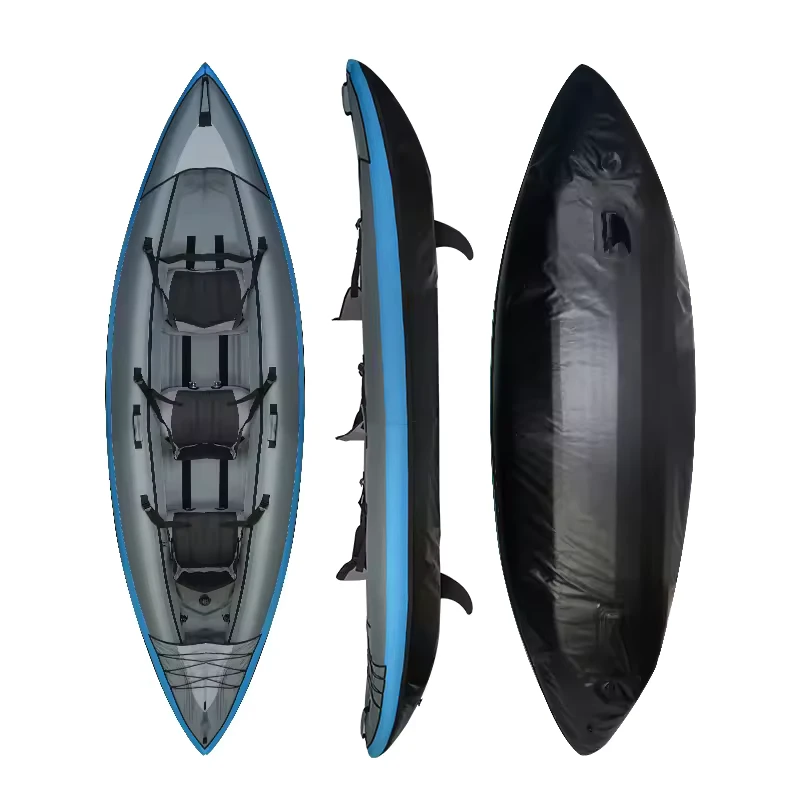 Kayak de pêche gonflable en PVC avec housse en tissu, kayak gonflable pour 3 personnes avec accessoires