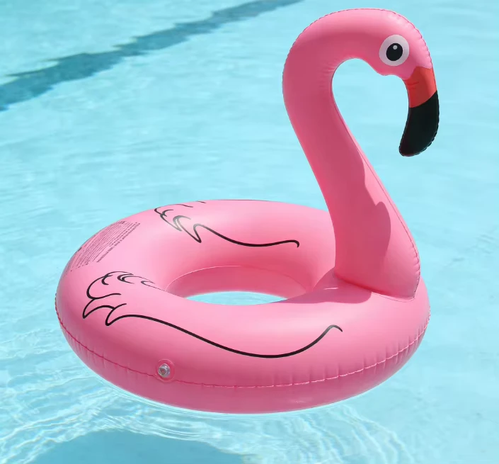 Anello da piscina gonfiabile a forma di fenicottero, design rosa