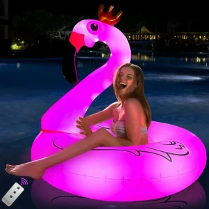 Inflatable Flamingo Swim Ring with Light
