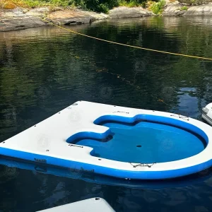 Inflatable Float Island with Two Integrated Seats Inflatable Floating Dock 4 Persons Inflatable Water Hammock