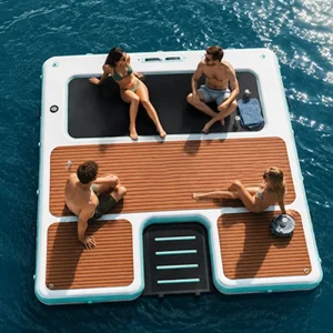 Dock flottant gonflable 8FT, plateforme aquatique avec rampe pour chien, échelle pour bateau, yacht