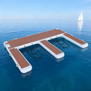Opblaasbare drijvende dock, zware PVC zwemplatform met ladder, modulaire draagbare waterdrijvende dek voor meer dan een meer/zee