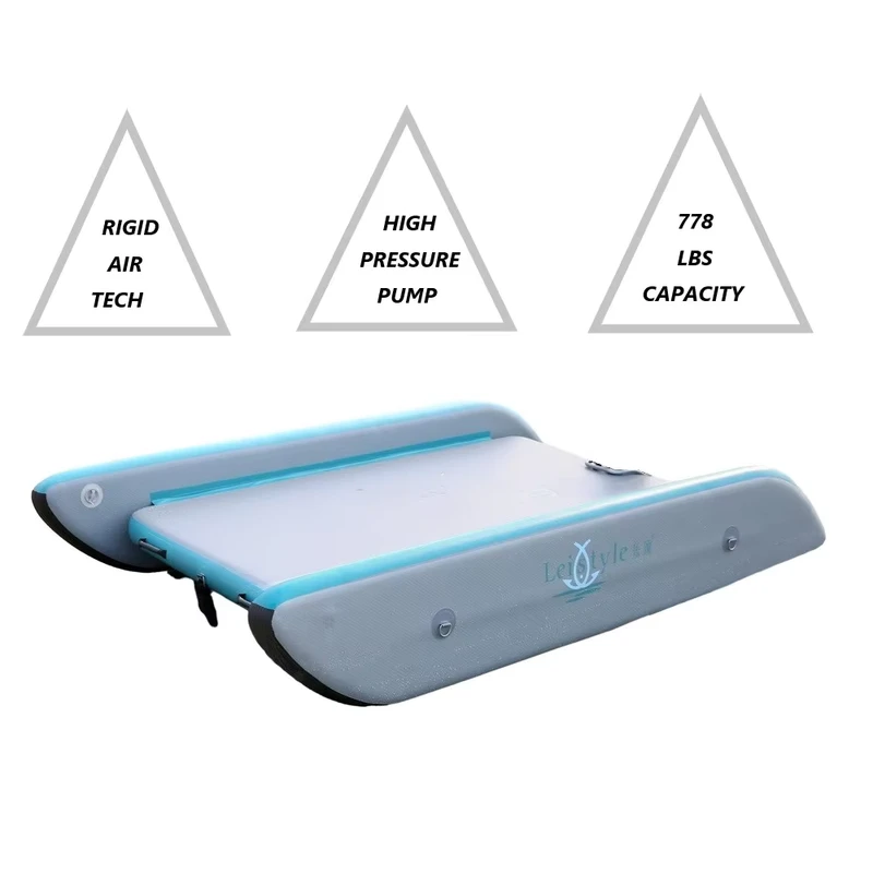 Dock Galleggiante Gonfiabile Oceanico Piattaforma Acquatica Portatile con Superficie Antiscivolo per Spiaggia Piscina Lago Pesca Nuoto