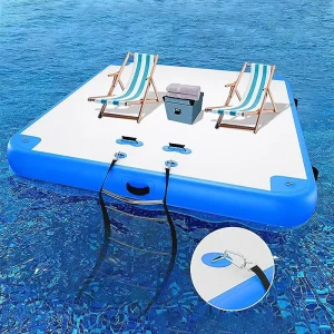 Inflatable Floating Dock Platform Drop Stitch Swim Island with Ladder for Lake Ocean OEM Custom