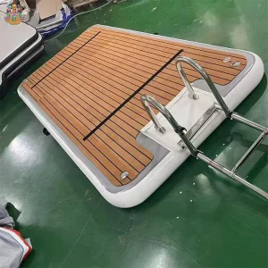 Plataforma flotante inflable, pad de PVC, escalera, costura de caída, isla de yate portátil, jet ski, natación, capacidad de 1500 lbs
