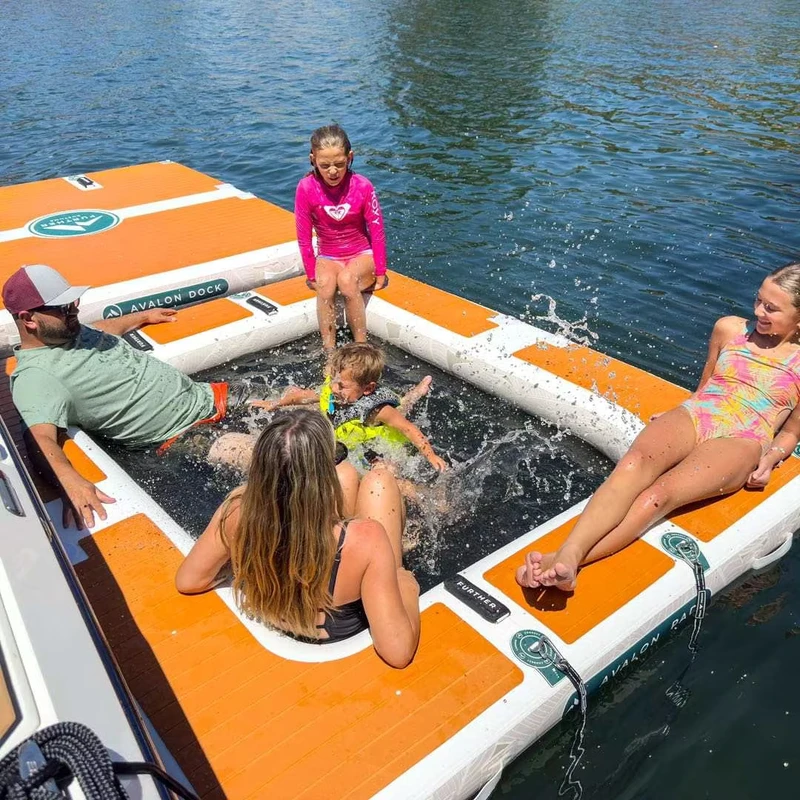 Inflatable Floating Dock Platform Pool Dock Floats Inflatable Island Swim Platform Water Hammock Floating Mats With Mesh