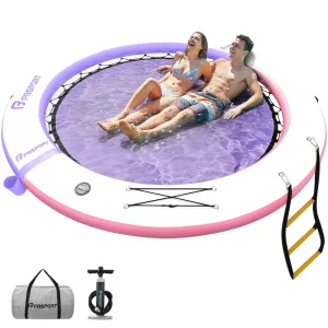 Inflatable Floating Dock Platform Round Floating Ring Float Water Hammock Pool Tanning Lounger for Lake Water Relax