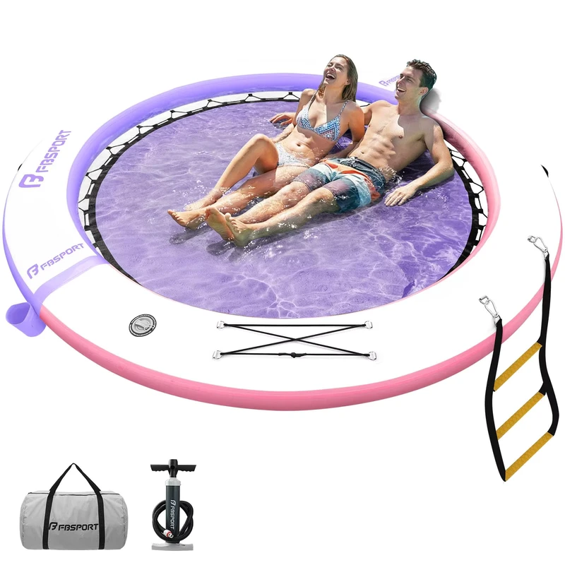 Plataforma Flutuante Inflável, Anel Flutuante Redondo, Rede Flutuante para Piscina, Espreguiçadeira para Relaxar na Água do Lago