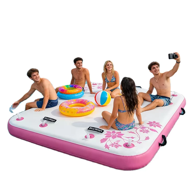 Dock Flutuante Inflável Plataforma de Água Portátil para Lago, Piscina, Festa, Yoga e Pesca