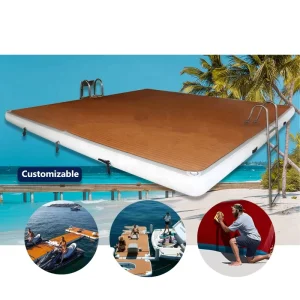Opblaasbare Drijvende Dock Ride ons 8/5ft Zwemplatform Dock Opblaasbare Watermat met Ladder & Handpomp Elektronisch Drijvend Platform