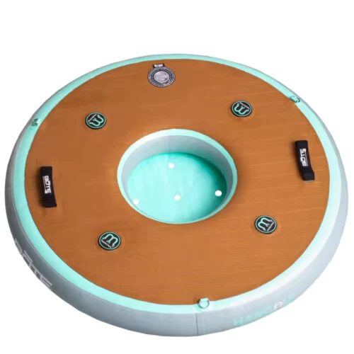 Plataforma Flutuante Inflável Bar Ilha Flutuante Inflável Dock Flutuante para Brincar Pub Flutuante com Tenda