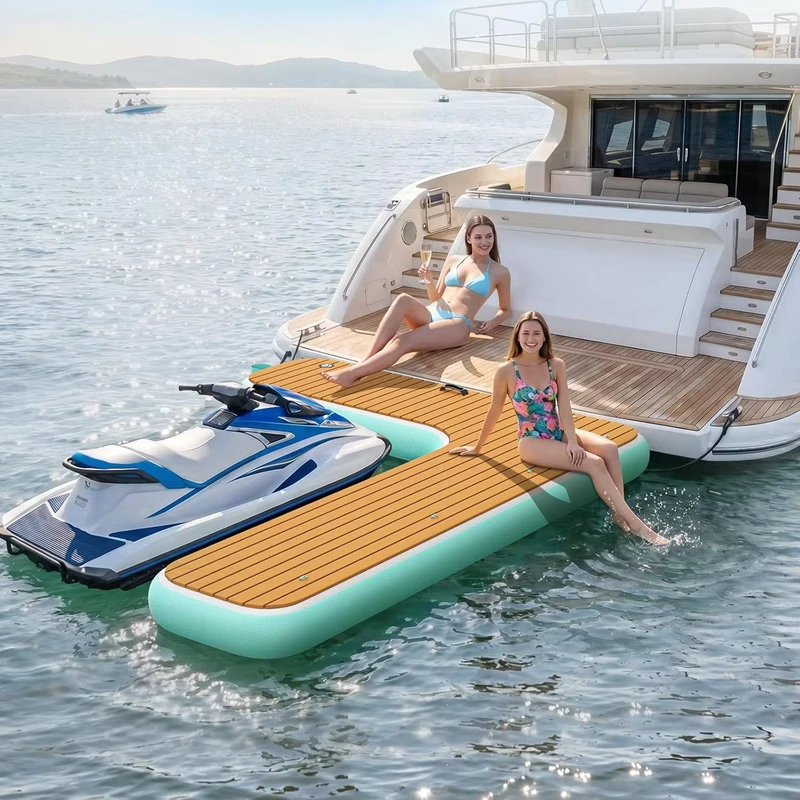 Plataforma inflable flotante, muelle de piscina inflable para yate y diversión acuática