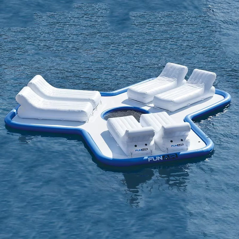 Isola Galleggiante Gonfiabile per Piscina, Bar Acqua, Lettini per Fiume Pigro con Design Personalizzato