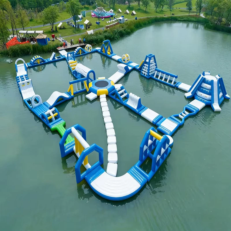 Parco galleggiante gonfiabile modulare, grande parco acquatico a tema, sistema di gioco acquatico, giochi gonfiabili per noleggio commerciale.