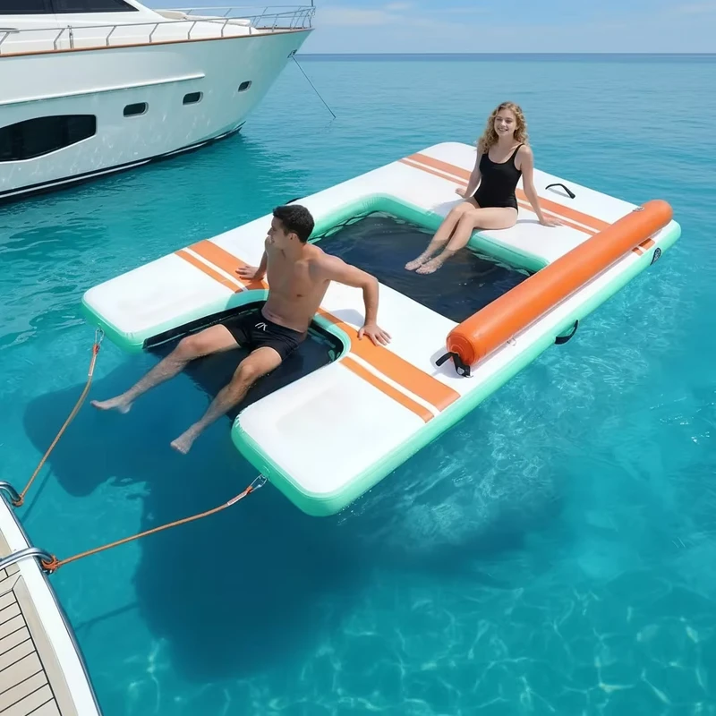 Rampe d'eau flottante gonflable pour animaux de compagnie, dock flottant portable pour animaux avec filet