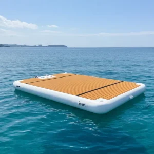 Plataforma flotante inflable personalizada, muelle inflable para pesca con barco, con alfombrilla EVA para clubes náuticos