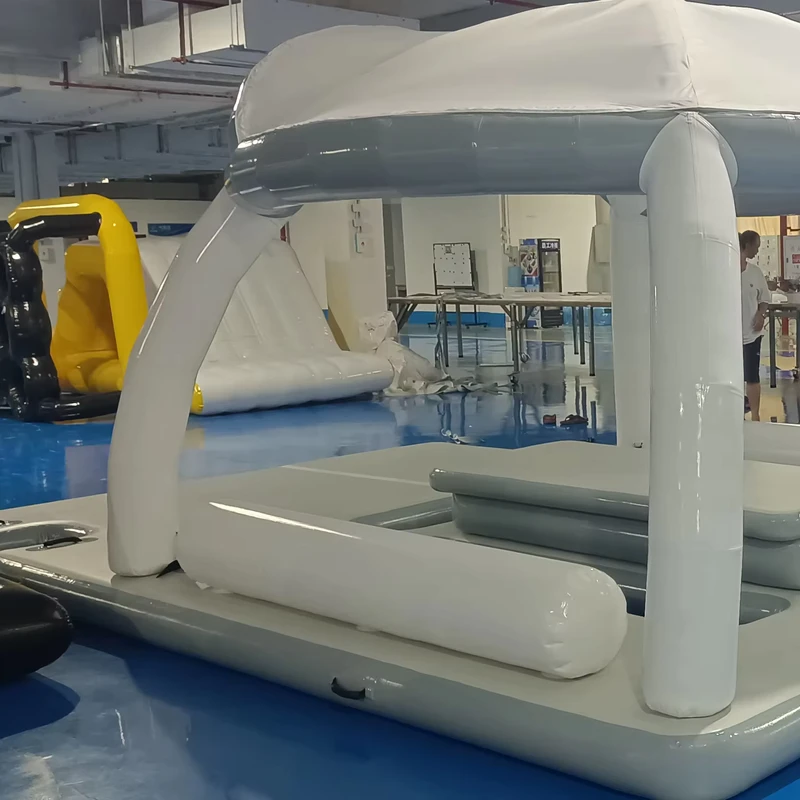 Plataforma de agua inflable tipo pontón, tienda inflable flotante
