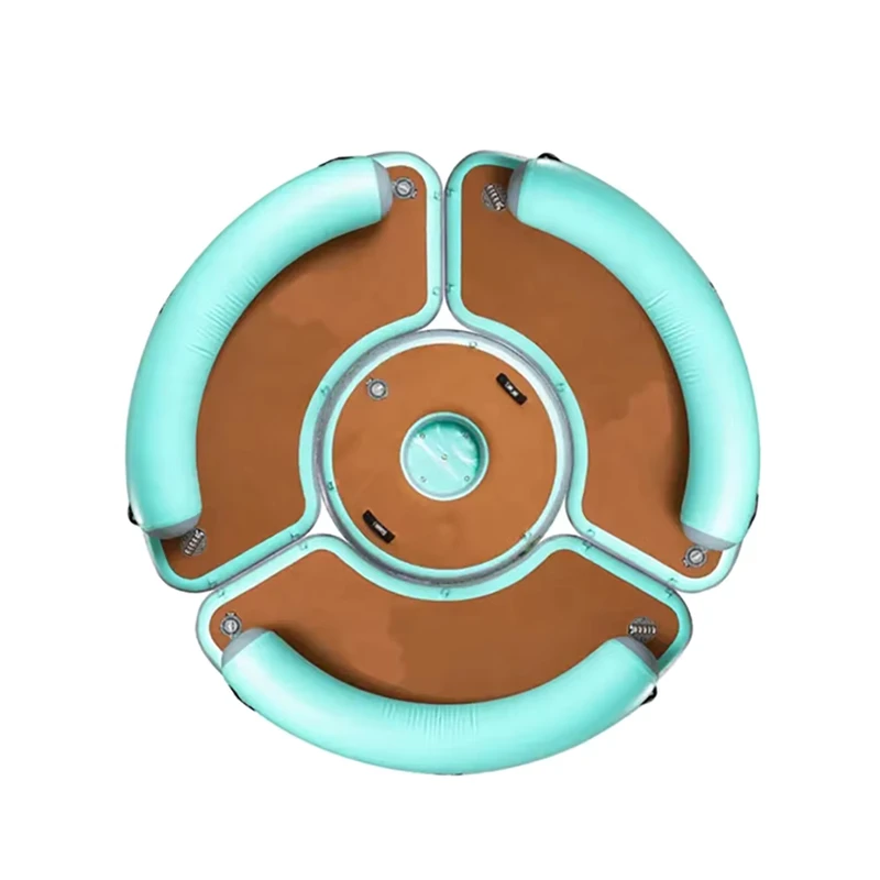 Pontón Flotante Inflable Redondo, Plataforma de Isla, Material PVC para Uso Acuático