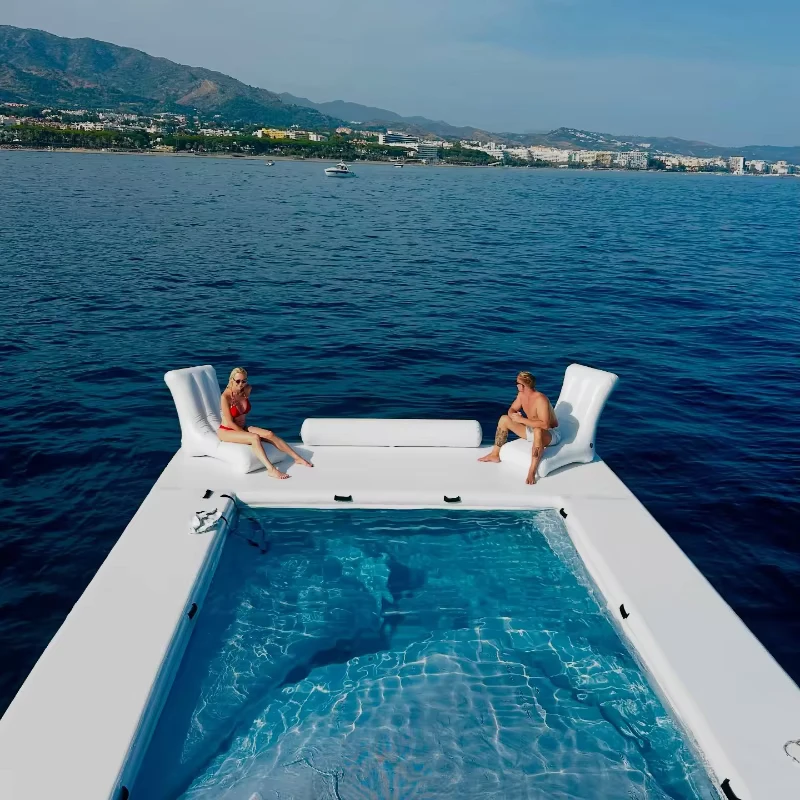 Île Flottante Gonflable Resort Dock de Fête Flottant Plateforme de Fête Dock Mer Piscine Yacht Glissade
