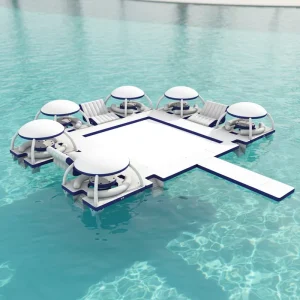 Restaurante flotante inflable, bares de piscina inflables, picnic de verano