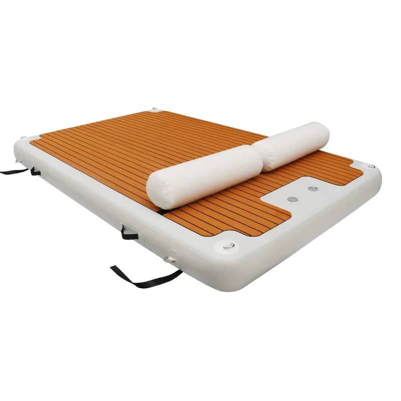 Inflatable Floating Water Jet Ski Dock Platform Outdoor Inflatable Swim Island Floating Raft Teak Dock Raft Boat