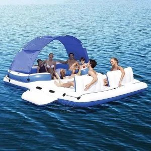Aufblasbare schwimmende Wasserplattform mit Zelt Wasser Camping Aufblasbares Uferzelt
