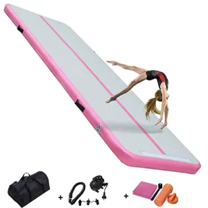 Alfombrillas Inflables para Gimnasia, Mat de Tumble Track con Bomba de Aire Eléctrica para Uso en Casa, Entrenamiento y Yoga