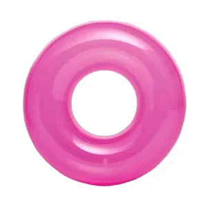 Inflatable Fluorescent Swimming Ring Pool Float Colorful Swim Tube for Kids Beach Pool Party